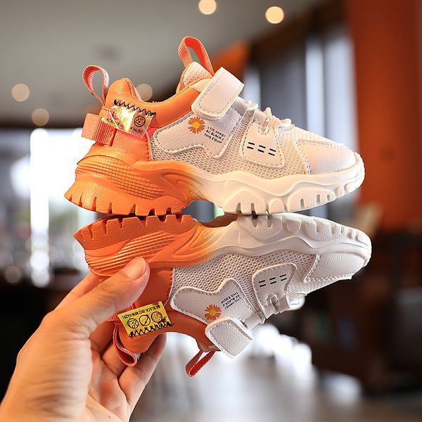 

fashion girls boys kids children sports shoes net fabric breathable for kids sneakers lace-up simple classic design autumn 2020, Black