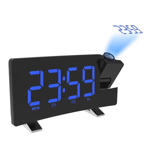 

snooze alarm clock radio timer backlight radio clock digital 8 inch led projector projection 3w speakers home