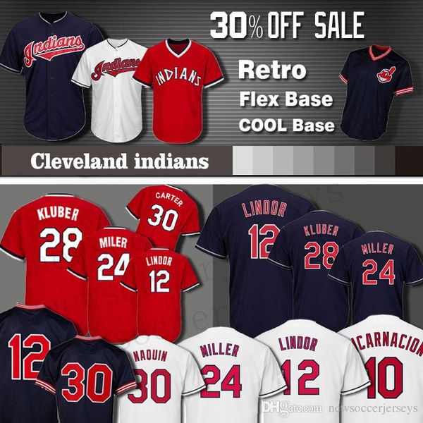 

Cleveland 12 Francisco Lindor jerseys indians 10 Edwin Encarnacion 30 Joe Carter 28 Corey Kluber Baseball Jersey