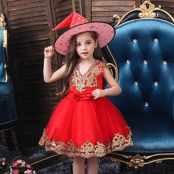 

flower girl dress for kids wedding baby girl dress 2 3 4 5 6 7 8 10 12 years birthday baby girls evening party dresses vestidos, Red;yellow