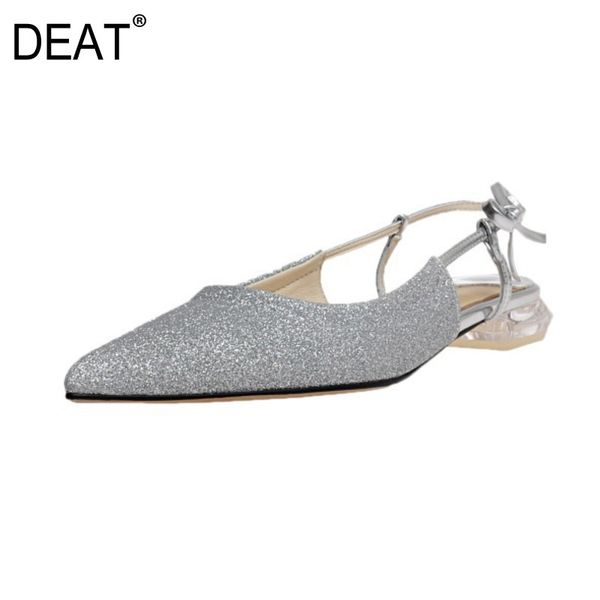 

deat] 2020 new spring summer sharp toe shallow bandage bling temperament pu leather sandals for women shoes fashion tide 10g224, Black