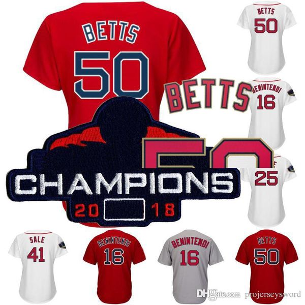 

Lady and Youth Boston 2018 W S Champions Patch 2 Xander Bogaerts 16 Andrew Benintendi 26 Wade Boggs 28 J.D. Martinez 50 Mookie Betts Jersey