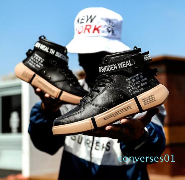 

elgeer new designer high-men's shoes large size fashion casual sneakers men's shoes canvas zapatos de hombre co01, Black