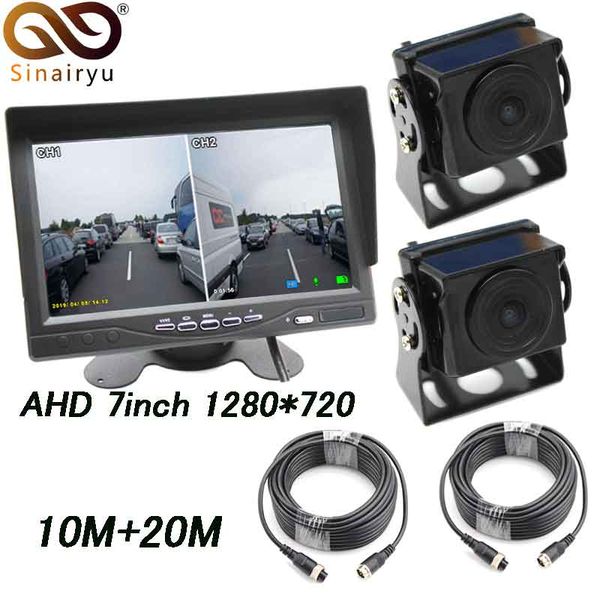 

track bus ahd car dvr digital video recorder +7" ips screen car tv parking monitor + 2 ahd starlight night vision camera