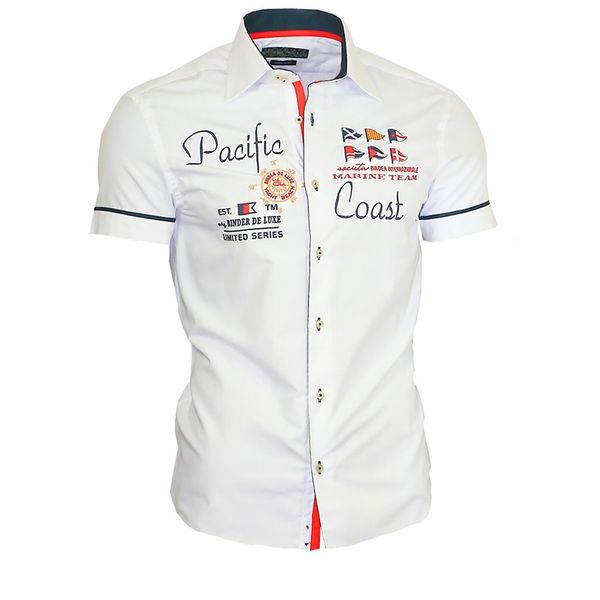 

zogaa new men shirt short sleeve summer cotton mens shirts casual slim fit letter printing turn-down collar dress shirt for men, White;black