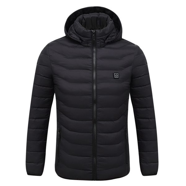 

new 2020 men jacket coats thick warm winter usb jackets casual men parka hooded outwear cotton-padded jacket, Black