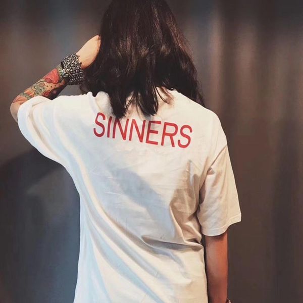 

2020 new fashion sinners letter printing logo fashion men women couple short shirts hfwptx012, White;black