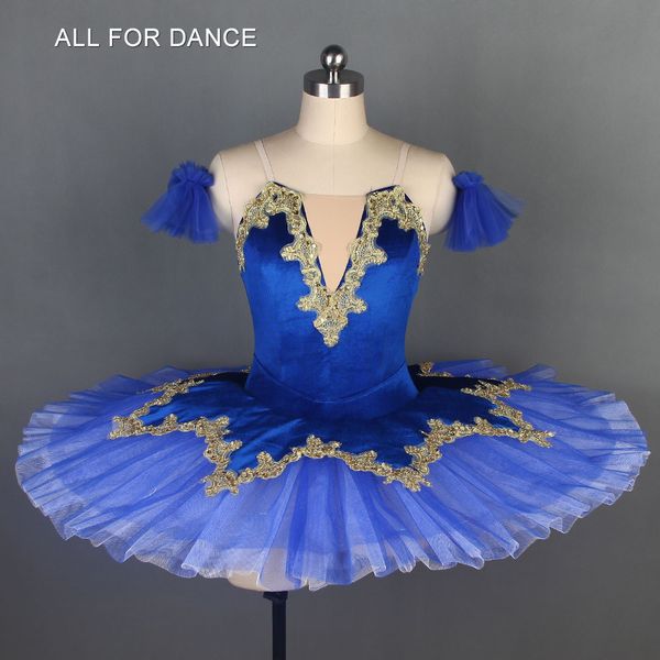 

royal blue with gold trim pre-professional ballet dance costumes pancake tutu classical ballet tutu dance costumes, Black;red