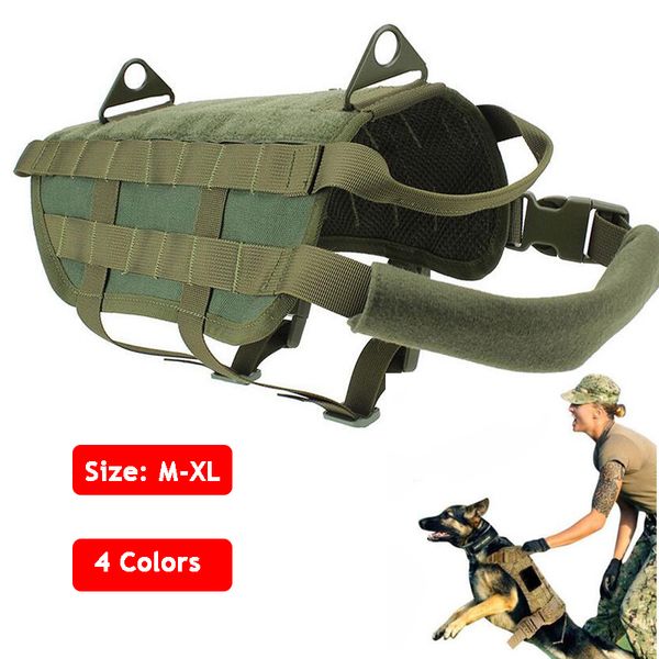

k9 molle vest service dog vest tactical dog harness training combat with handle, Camo;black