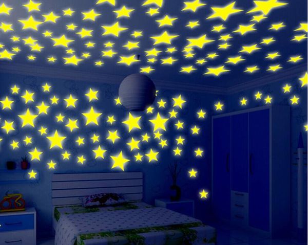 

50/70/100 pc children fluorescent kids bedroom glow in the dark stars shine wall stickers stars luminous shine colors decals