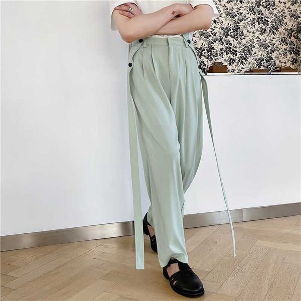 

mixcubic 2020 summer england style unique double side ribbon suit pants men casual suit pants men trouser,m-xxl, Black