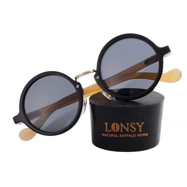 

lonsy original buffalo horn sunglasses with vitage shape frame ls4001, White;black