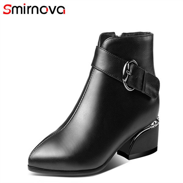 

smirnova new arrival 2020 winter boots ladies genuine leather boots black casual dress shoes women's ankle