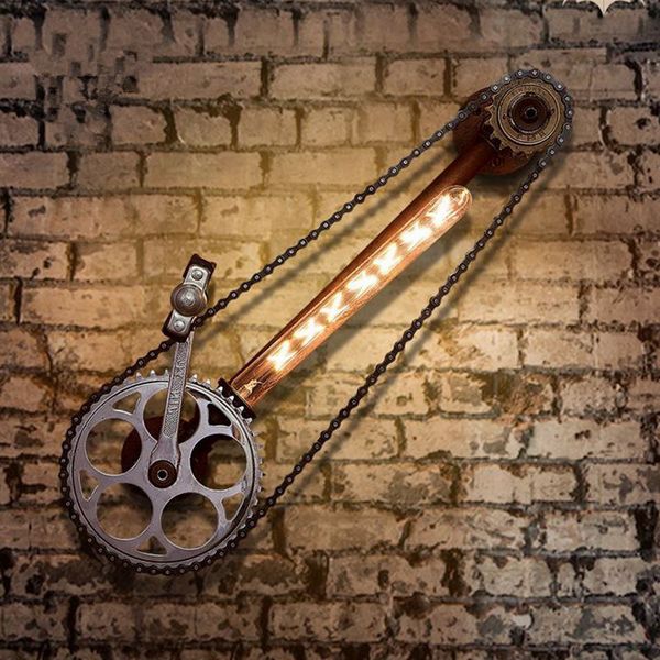 

wall lamp retro wheel led steampunk bar coffee shop restaurant loft sconce rustic vintage lampshade
