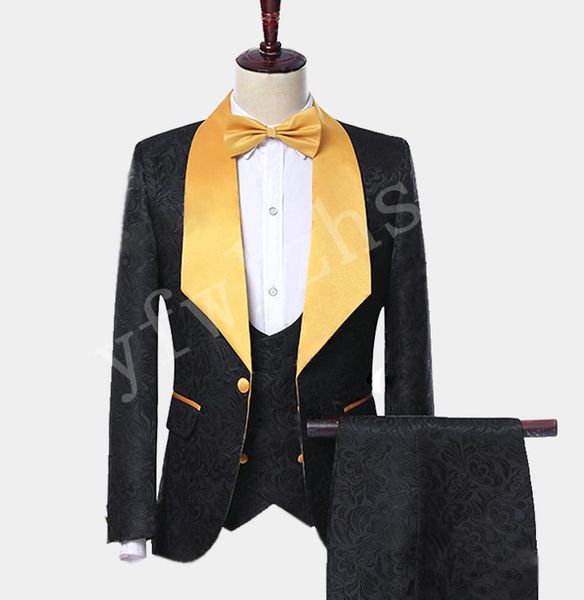 

handsome one button groomsmen shawl lapel groom tuxedos men suits wedding/prom/dinner man blazer(jacket+pants+tie+vest) w156, Black;gray