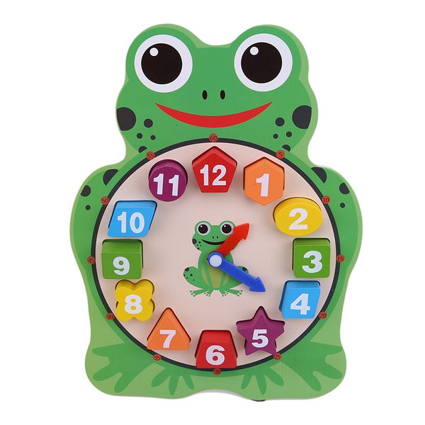 

wooden puzzle digital clock toy wooden cartoon animal baby early education toy