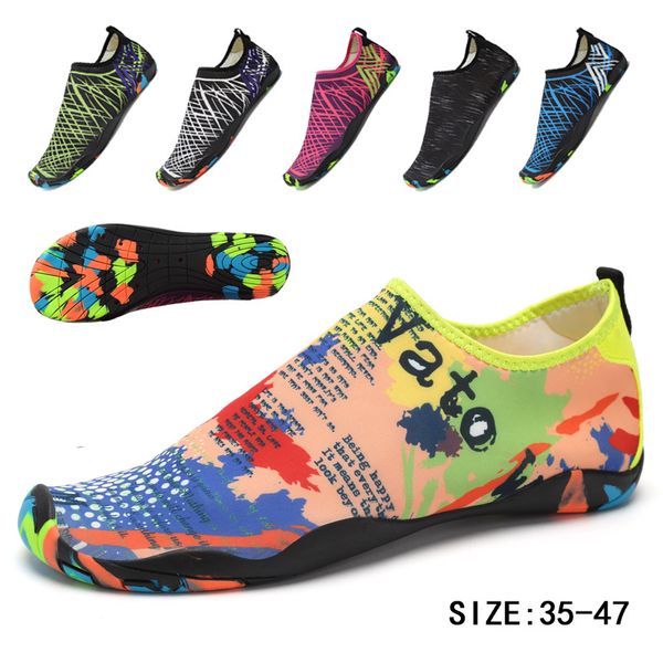 

2019 men woman beach summer outdoor wading shoes swimming slipper on surf quick-drying aqua shoes skin sock striped water