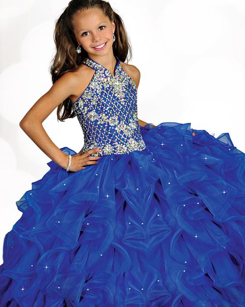 

kids pageant dresses ball gown beaded straps handmade pleated blue organza prom gown flower girls dress for wedding party, Red;yellow