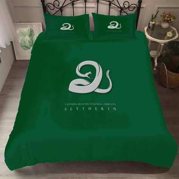 Thumbedding Harry Potter Bedding Sets Luxury Green Snake Duvet
