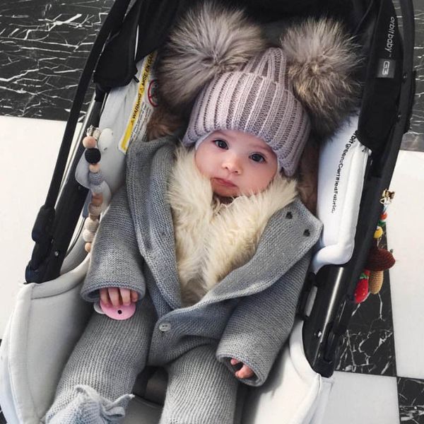 

baby winter party hats double fur pom pom girl boy children's keep warm hats raccoon balls beanie cap