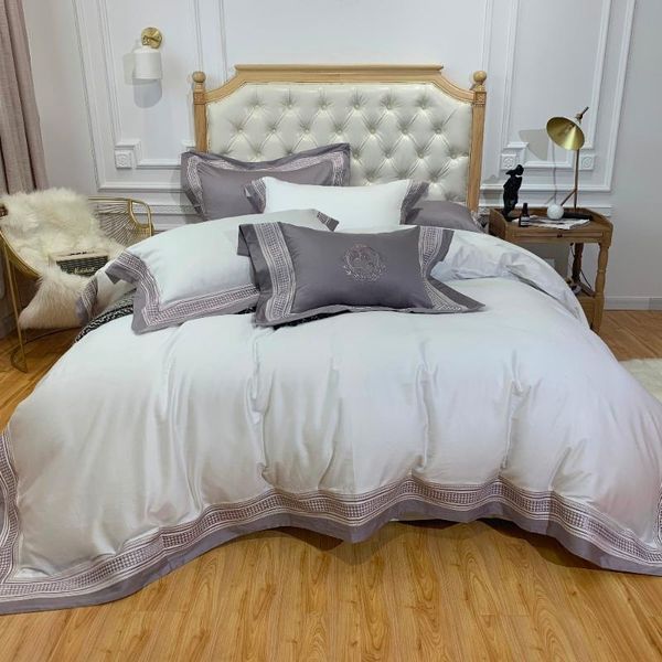 

white egyptian cotton bedding set  king embroidery duvet cover bed sheet/linen pillowcases decorative pillow