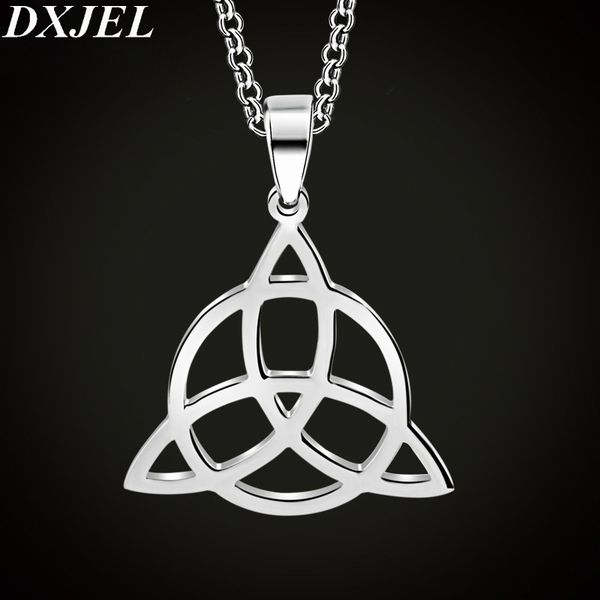 

dxjel triangle viking runes jewelry knots necklaces & pendants triquetra silver color stainless steel men christmas gift 2020