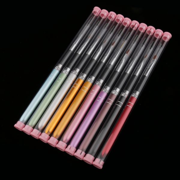 

10pcs nail art советы дизайн nylon brush pen set uv gel польский расставить картины наборы инструментов