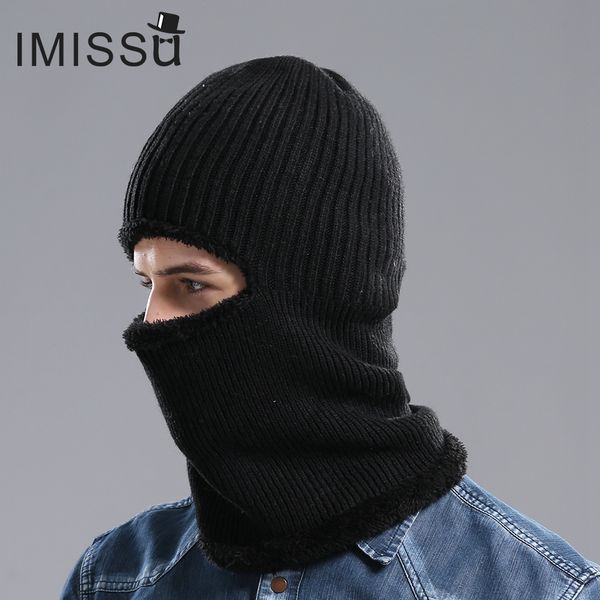 

imissu men's winter hat knitted wool beanie outdoor hats bonnet skullies solid color casquette muts gorros balaclava cap for men