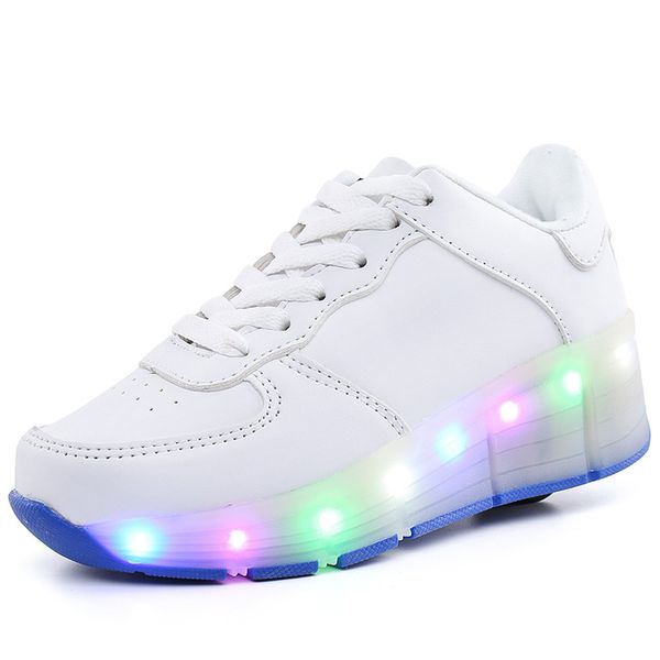 

New Children Roller Skate Shoes White Boys Girls Heelies LED Light Sneakers with Wheel Boy Girl Casual Shoe Zapatillas Ruedas