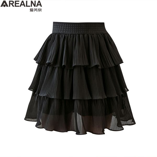 

skirts womens 2020 summer mini cake skirt women black white short skirt high waist ruffled vintage tiered pleated skirt
