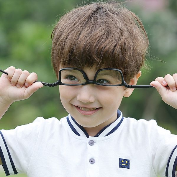 

children optical glasses frame with strap size 49 no screw flexible kids eyewear tr90 children glasses unbreakable safe, Black