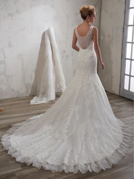 

grace ivory tulle scoop applique beads mermaid wedding dresses bridal pageant dresses wedding attire dresses custom size 2-18 kf1219213, White