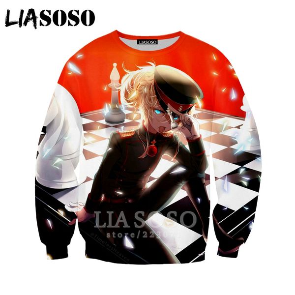 

liasoso new new men women hoodies 3d print anime youjo senki saga of tanya the evil sweatshirt long sleeve pullover b086-06, Black