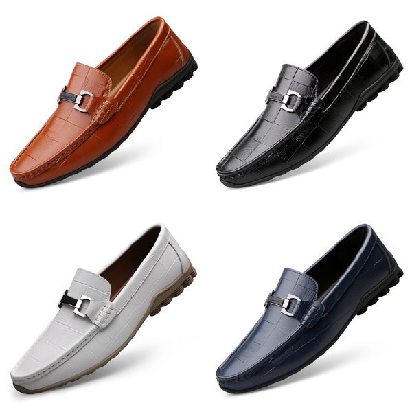 

new men shoes leather genuine casual loafers men moccasins shoes slip-on soft flats footwear lightweight driving shoes 2019, Black