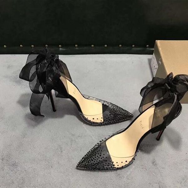 

wholesale sell ladies high heel transparent belt drill style dress shoes, ladies fashion party sandals wedding shoes, Black