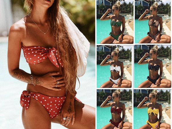 

summer swimwear dot printed ms swimsuit fission bathing suit two-piece swimwear bikini multiple colors are available