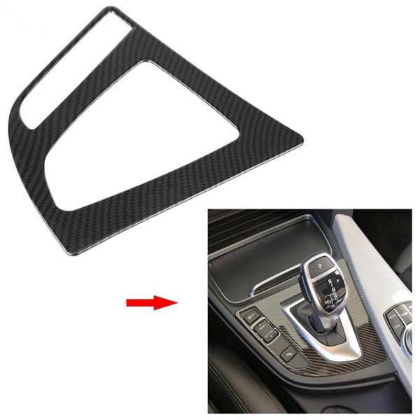 

carbon fiber style auto center control gear shift panel cover trim frame for 3 series f30 gt f34 2014-2018