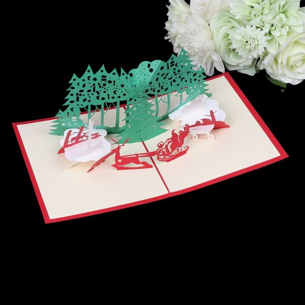 

3d pop up handmade christmas tree greeting card new year gifts wishes gift 634e