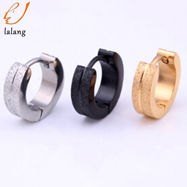 

fashion titanium steel ear buckle minimalist stainless steel men earrings ear clip round hoop earrings 369819, Golden;silver