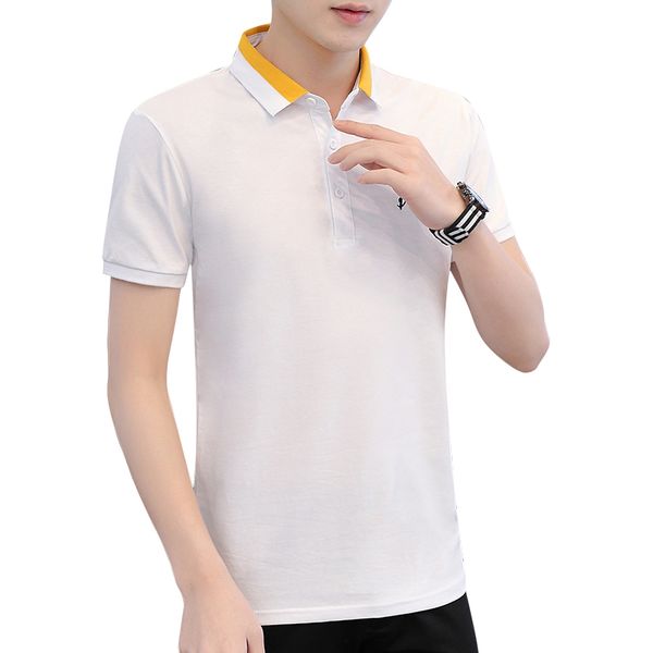 

2020 summer mens designer polo brand small horse clothing men fabric polo t-shirt yellow collar casual t-shirt solid color tee shirt, White;black