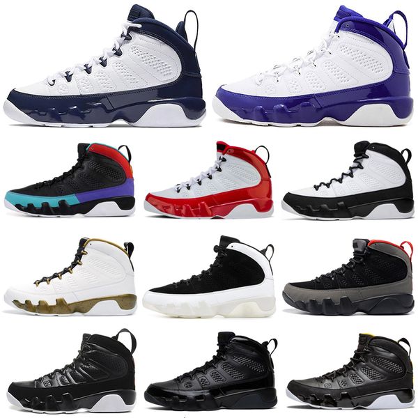 

men basketball shoes 9 9s gym red racer blue unc bred citrus anthracite og space jam mens trainers sports sneakers 7-13 ing, Black