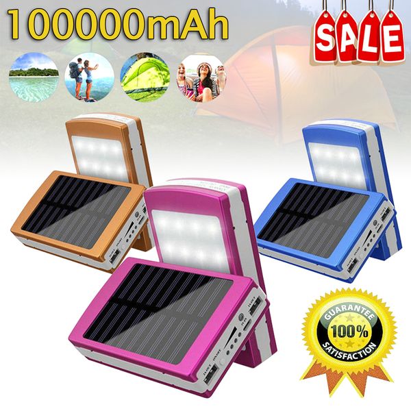 

100000mah солнечное зарядное устройство сотового телефона питания банки водонепроницаемый ударопрочный пыле портативная солнечная powerbank
