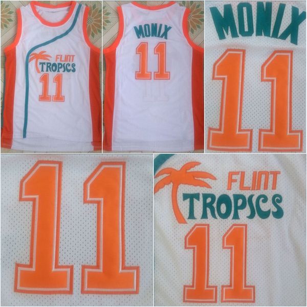 

Cheap Mens Semi Pro Movie Flint Tropics 11 ED Monix Cheap Movie Basketball Jersey 100% Stitched White S-3XL Fast Shipping