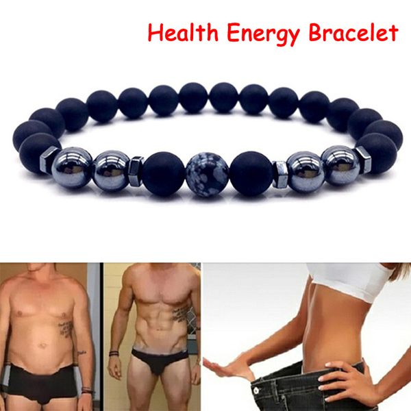 

men women 6.5cm magnetic bracelet beads hematite stone therapy black cool health care magnet hematite beads bracelet jewelry, Golden;silver