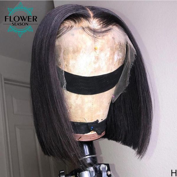 

full lace wigs hand tied glueless human hair bob wig short brazilian remy with baby hair for women 130% preplucked flowerseason, Black;brown