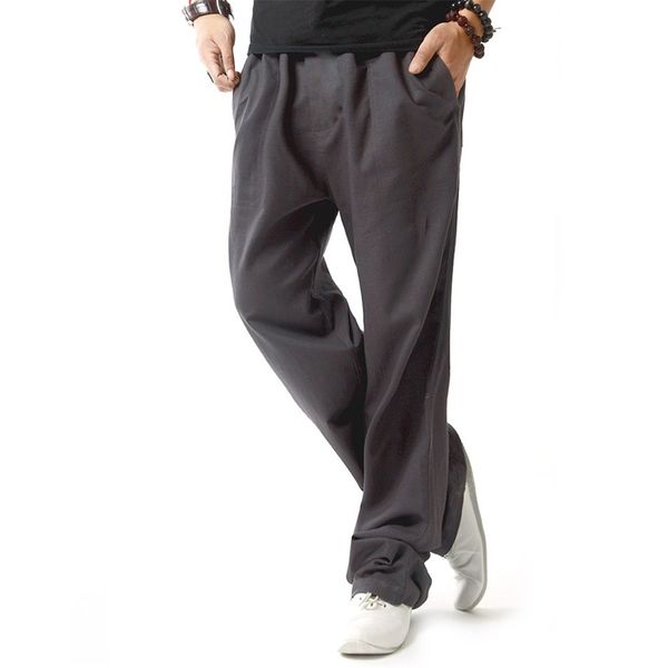 

men's summer thin loose casual linen pants sports straight pants cotton linen, Black;blue