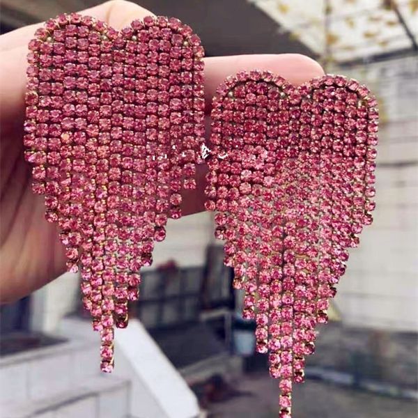 

2020 new shiny rhinestone wing heart women dangle earrings jewelry girls' party wedding collection earrings accessories sale, Silver