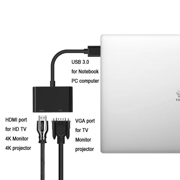 

usb 3.0 to hdmi vga digital video adapter,usb to hdmi vga 1080p av cable converter support 2k for desknotebook computer