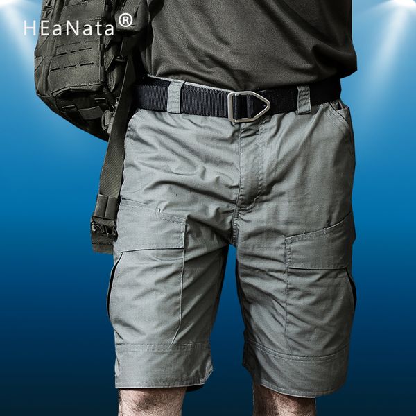 

mens cargo shorts new army camouflage tactical shorts men cotton loose work outdoor sports hiking pants, Black;blue