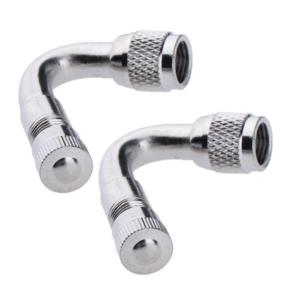 

2x universal copper tire tyre valve extension adaptor for car bike silver 45Â°